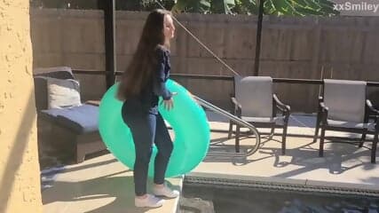 Wetlook and masturbation in polo shirt and jeans