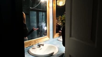 Behind The Scenes Hot Latina Blonde With Huge Tits Fucked In The Bathroom