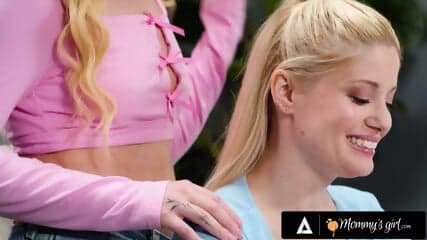 MOMMY'S GIRL - MILF Charlotte Stokely & Stepdaughter Khloe Kingsley Risk Getting Caught Eating Pussy
